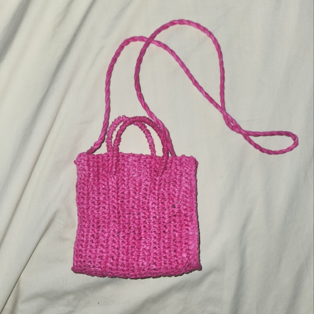 Urban Outfitters Pink Woven Wicker Crossbody w/ removable base